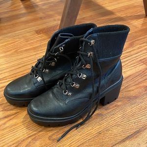 Black lace up booties